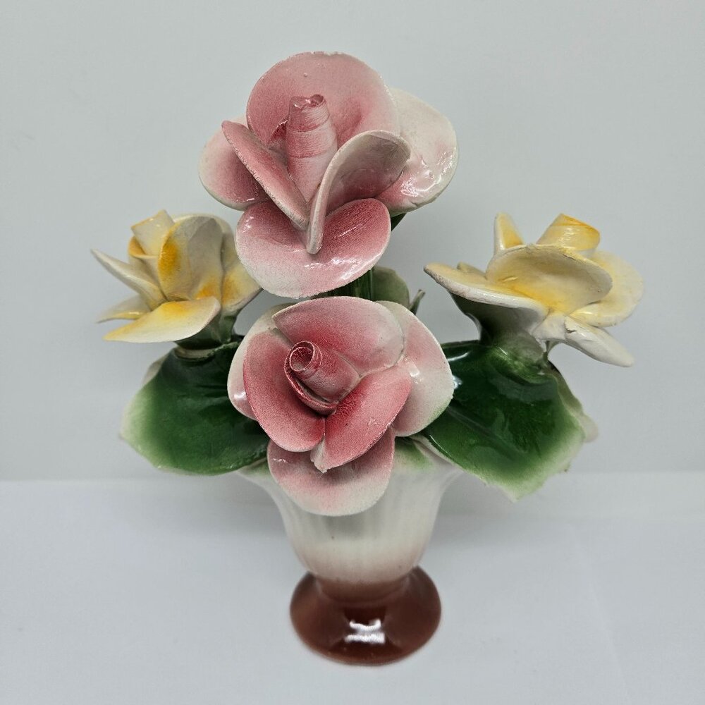 Vintage Hand Crafted Porcelain Nuova Capodimonte Bouquet Flowers, Italy, 1960s